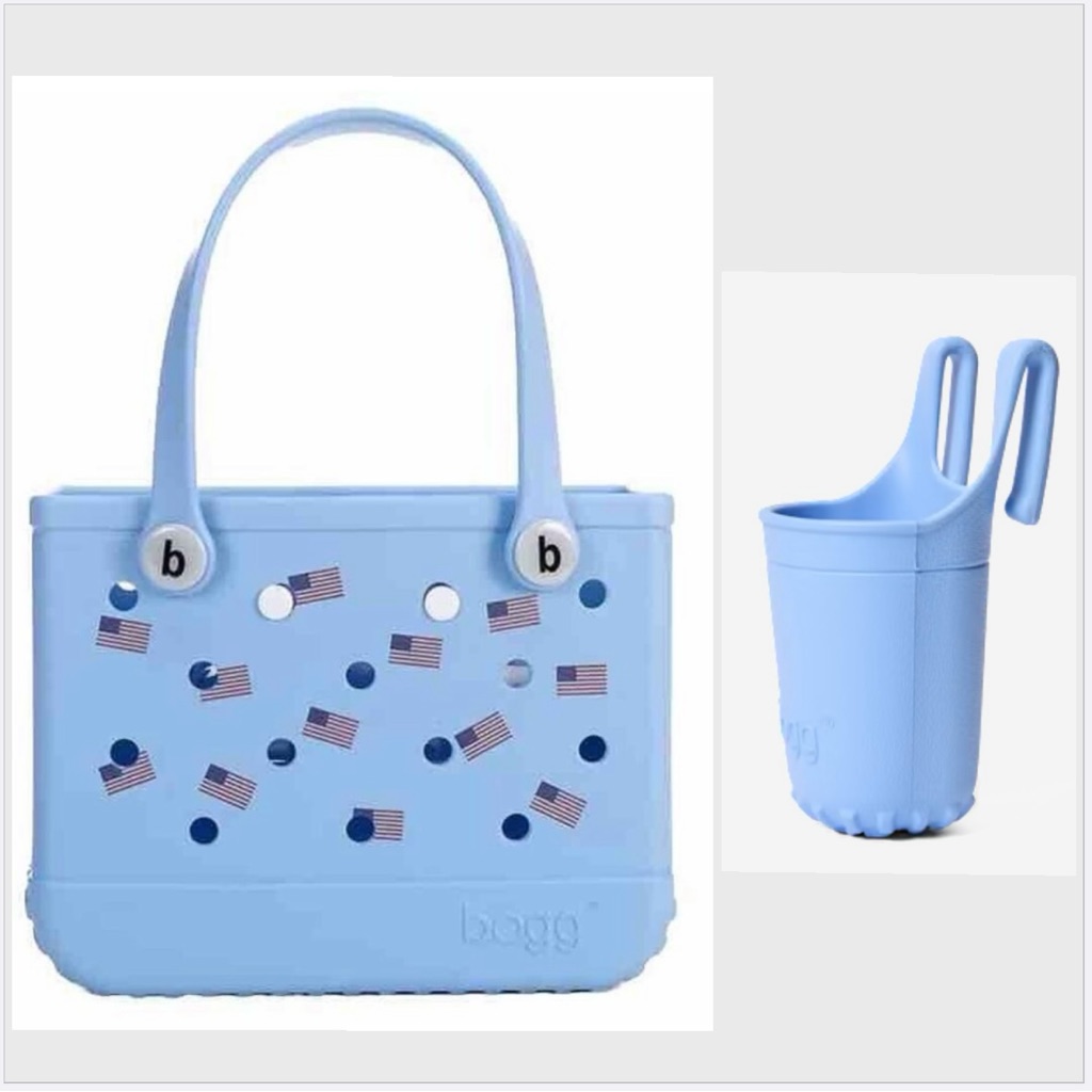 Bogg Bag Bitty Coastal Usa Carolina On My Mind Blue Tote / Cup Holder / Rare/New